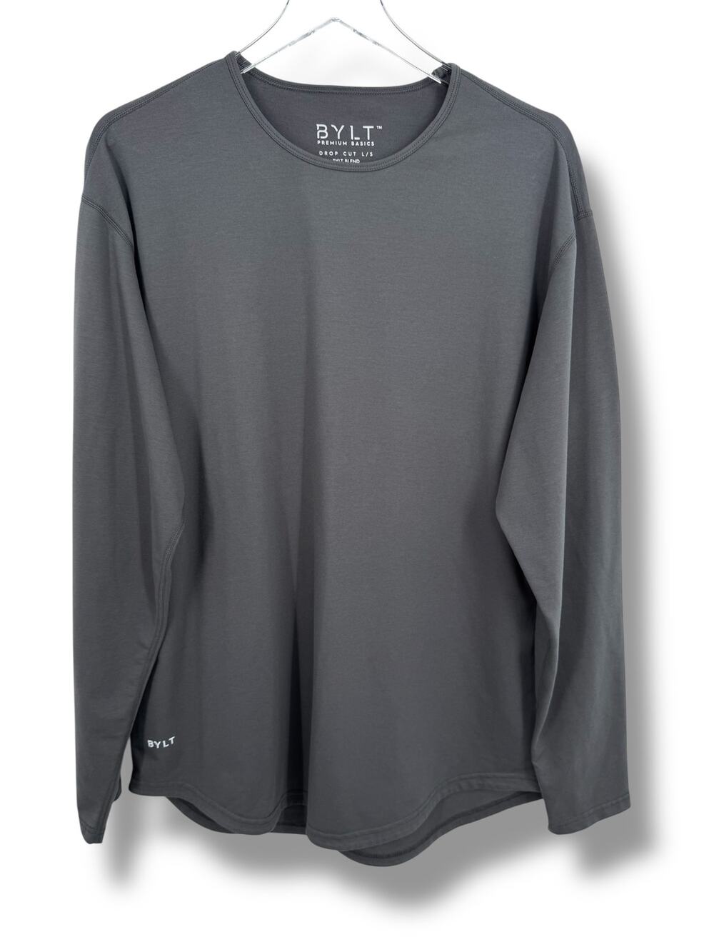 Bylt shirt men's XL Drop Cut premium basics Bylt blend long sleeve T shirt gray